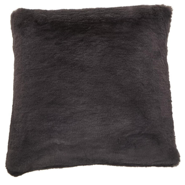 Premier Housewares Bosie Lamina Grey Square Fur Cushion
