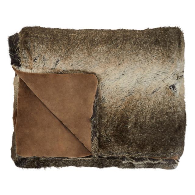 Premier Housewares Bosie Lamina Mocha Ombre Fur Throw