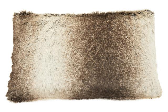 Premier Housewares Bosie Lamina Mocha Ombre Rectangular Fur Cushion