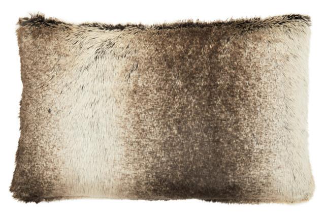 premier housewares Bosie Lamina Mocha Ombre Rectangular Fur Cushion