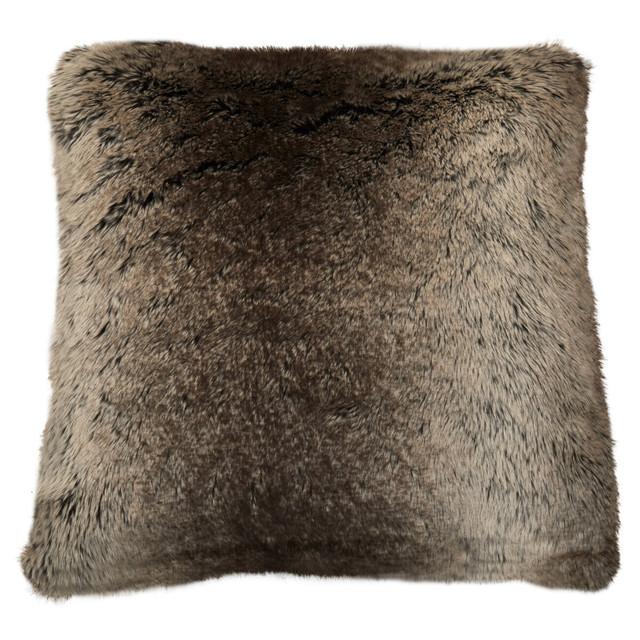 Premier Housewares Bosie Lamina Mocha Ombre Square Fur Cushion