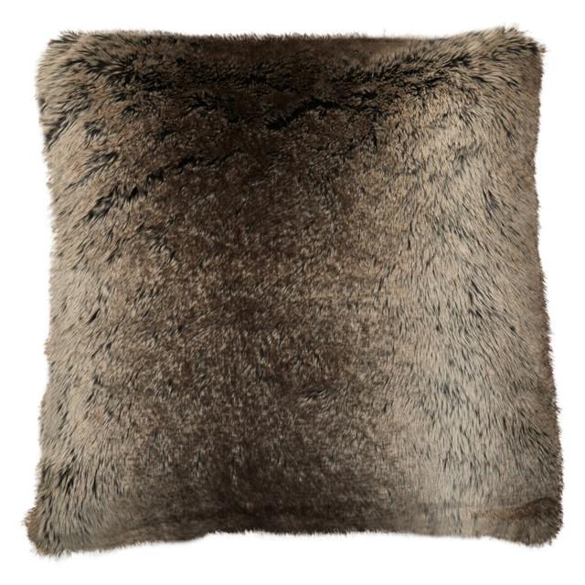 premier housewares Bosie Lamina Mocha Ombre Square Fur Cushion