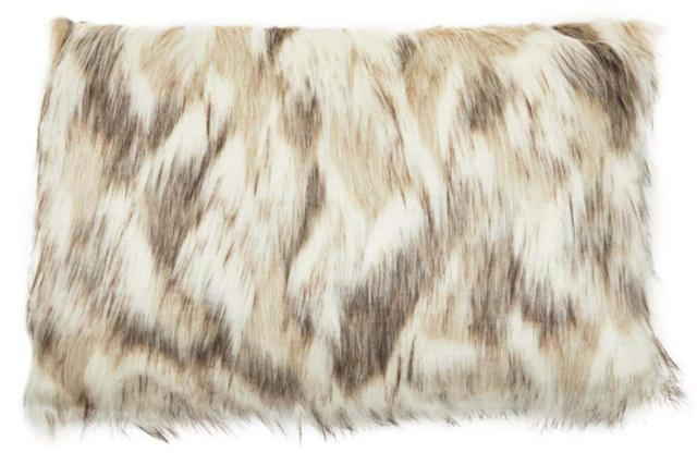 Premier Housewares Bosie Lamina Natural Rectangular Fur Cushion