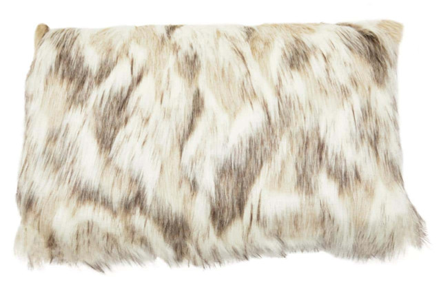 Premier Housewares Bosie Lamina Natural Rectangular Fur Cushion