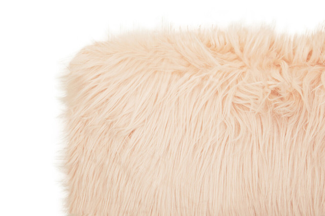 Premier Housewares Bosie Mongolian Faux Fur Pink Rectangular Cushion