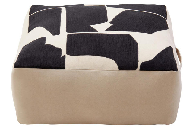 Premier Housewares Bosie Ozella Natural And Black Square Floor Cushion