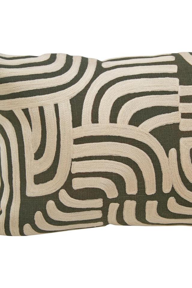 Premier Housewares Bosie Ozella Natural And Green Rectangular Cushion