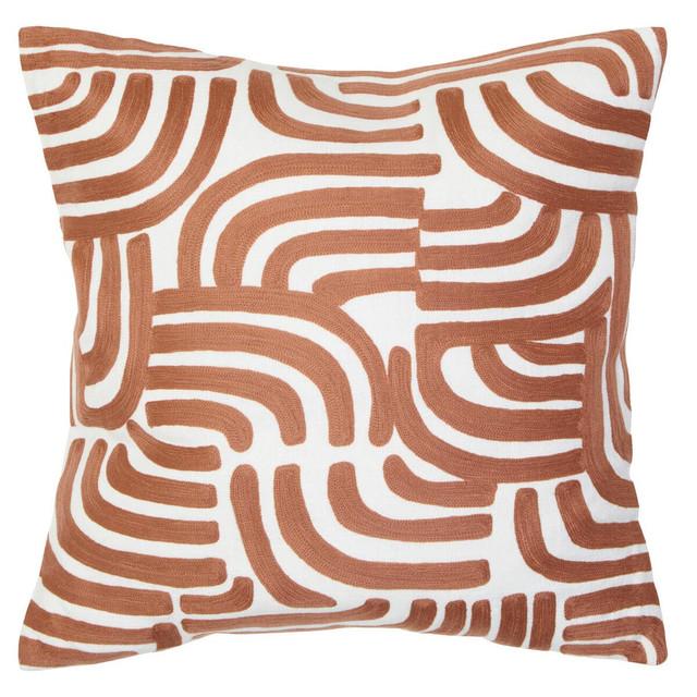 premier housewares Bosie Ozella Natural And Terracotta Square Cushion