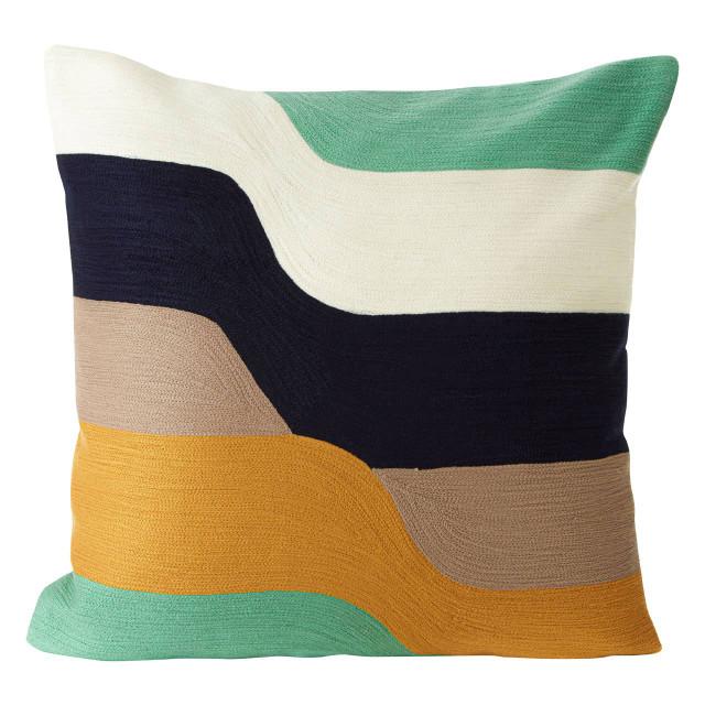 premier housewares Bosie Ozella Wavy Stripes Embroidered Cushion
