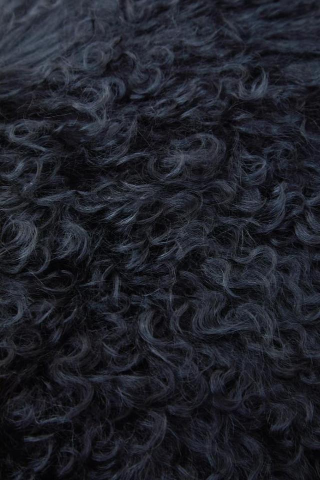 Premier Housewares Bosie Real Mongolian Fur Black Rectangular Cushion