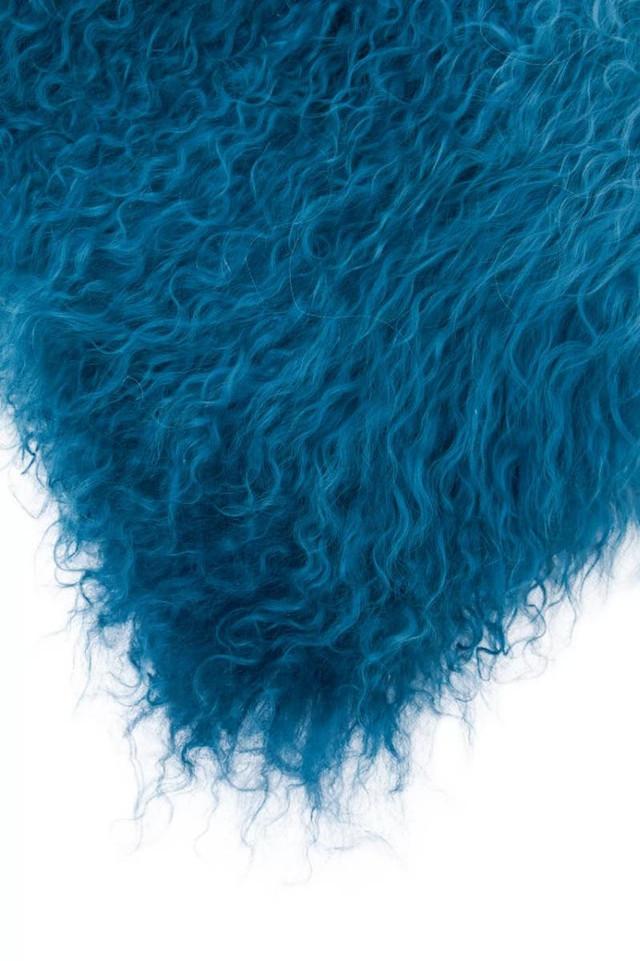 Premier Housewares Bosie Real Mongolian Fur Blue Ombre Square Cushion