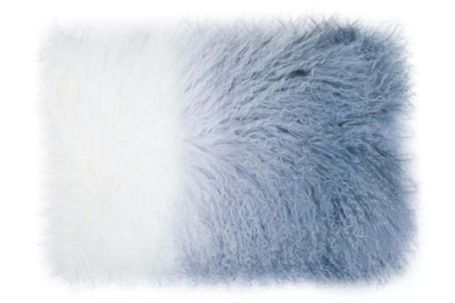 premier housewares Bosie Real Mongolian Fur Grey Ombre Rectangular Cushion