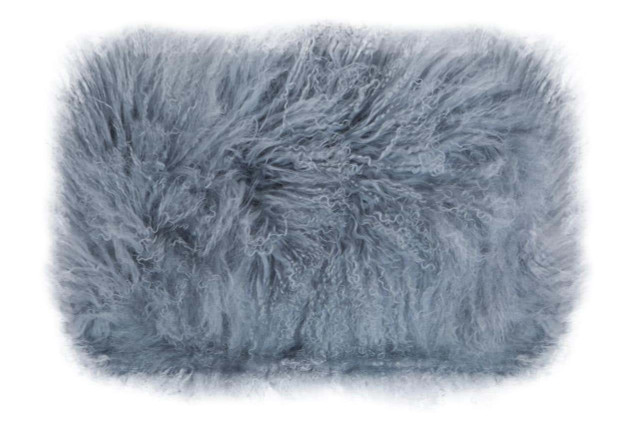 Premier Housewares Bosie Real Mongolian Fur Grey Rectangular Cushion