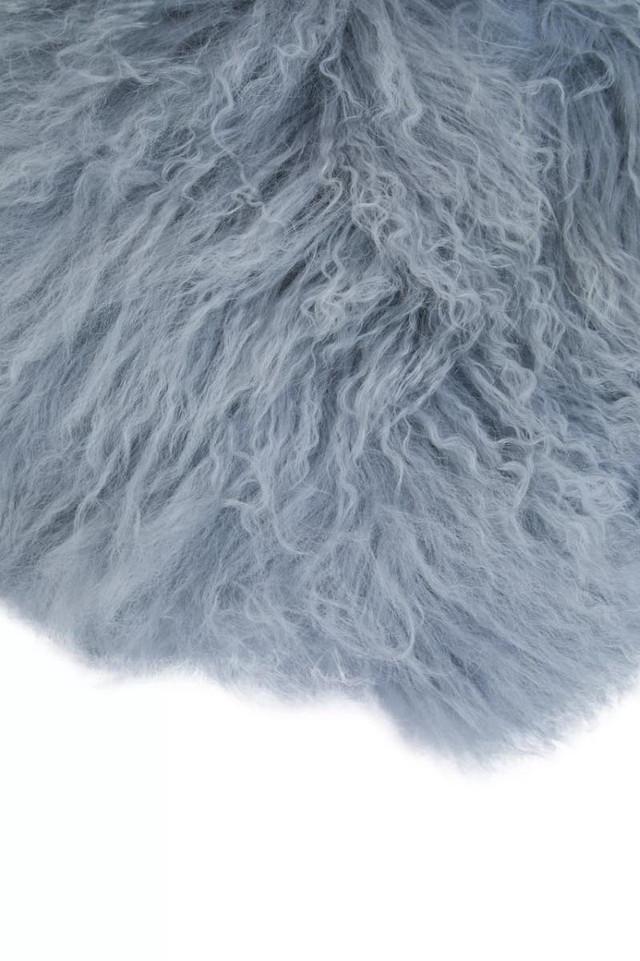 Premier Housewares Bosie Real Mongolian Fur Grey Round Cushion