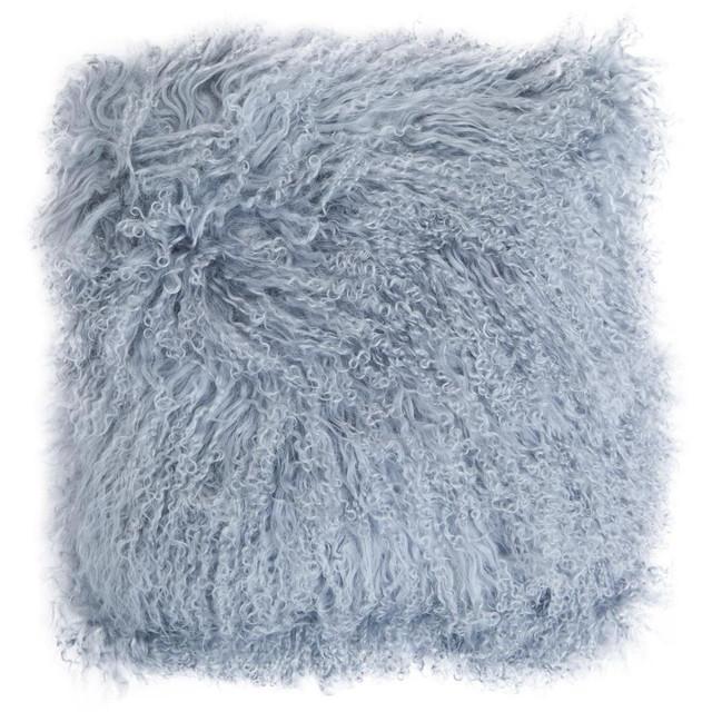 premier housewares Bosie Real Mongolian Fur Grey Square Cushion