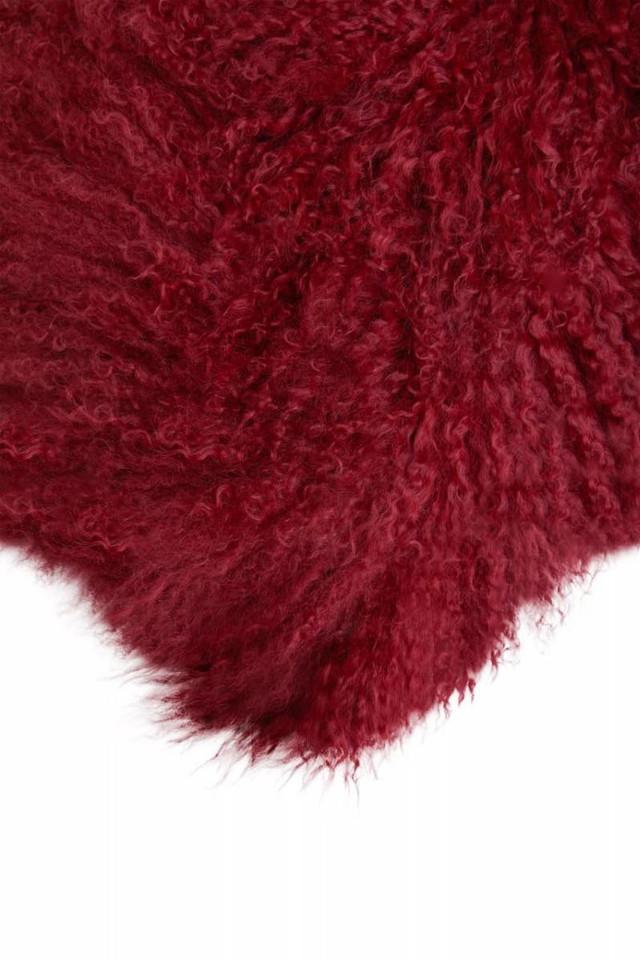Premier Housewares Bosie Real Mongolian Fur Maroon Rectangular Cushion