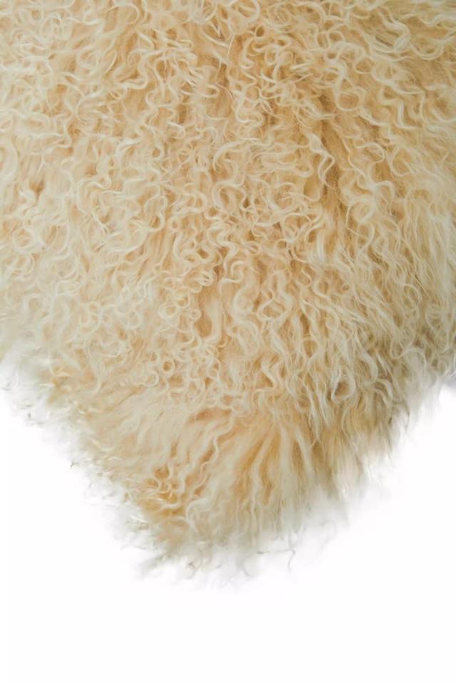 Premier Housewares Bosie Real Mongolian Fur Natural Ombre Rectangular Cushion