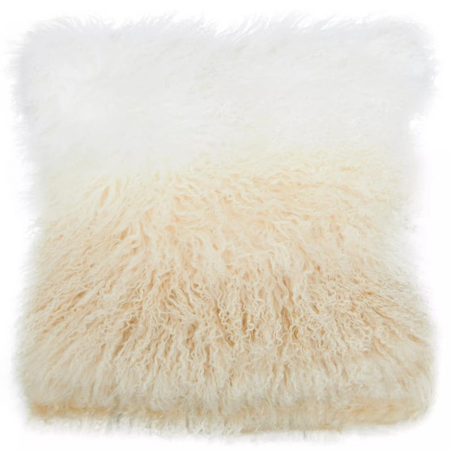 Premier Housewares Bosie Real Mongolian Fur Natural Ombre Square Cushion