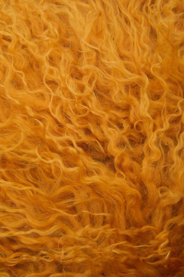 Premier Housewares Bosie Real Mongolian Fur Ochre Square Cushion