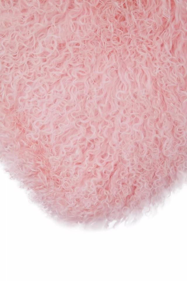 Premier Housewares Bosie Real Mongolian Fur Pink Rectangular Cushion