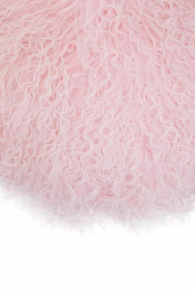 Premier Housewares Bosie Real Mongolian Fur Pink Round Cushion