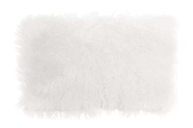 Premier Housewares Bosie Real Mongolian Fur White Rectangular Cushion