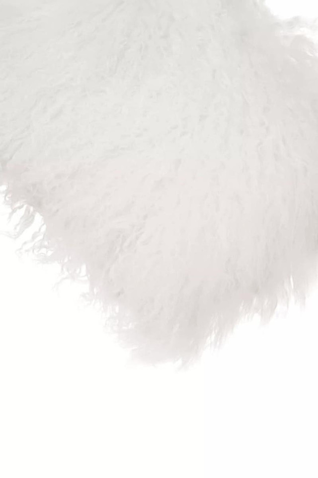 Premier Housewares Bosie Real Mongolian Fur White Rectangular Cushion
