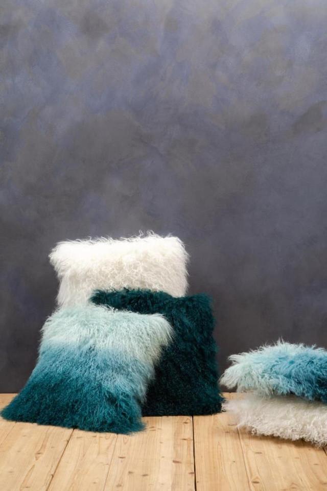 Premier Housewares Bosie Real Mongolian Fur White Square Cushion