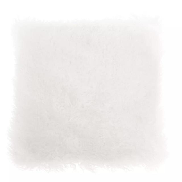 premier housewares Bosie Real Mongolian Fur White Square Cushion