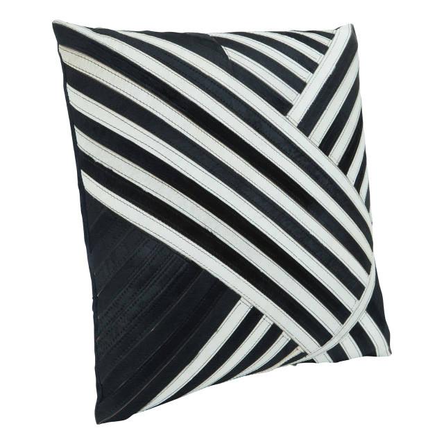 Premier Housewares Bosie Safira Black And White Hair On Leather Cushion