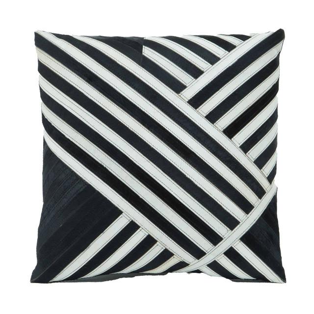 premier housewares Bosie Safira Black and White Hair on Leather Cushion