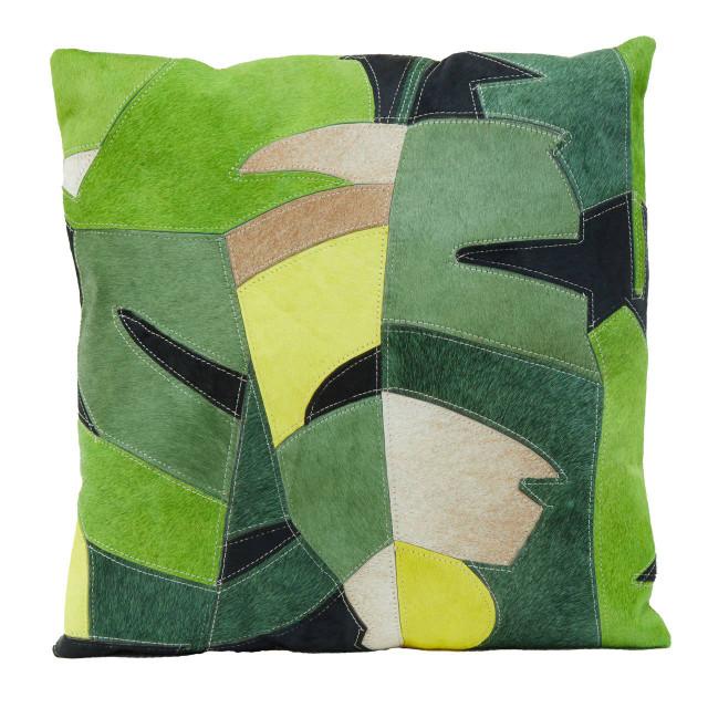 premier housewares Bosie Safira Botanical Hair on Leather Cushion