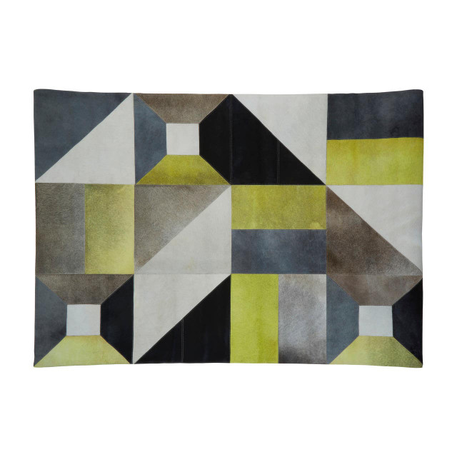 Premier Housewares Bosie Safira Large Abstract Hair On Leather Patchwork Rug
