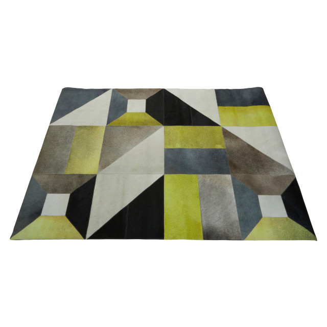 Premier Housewares Bosie Safira Large Abstract Hair On Leather Patchwork Rug
