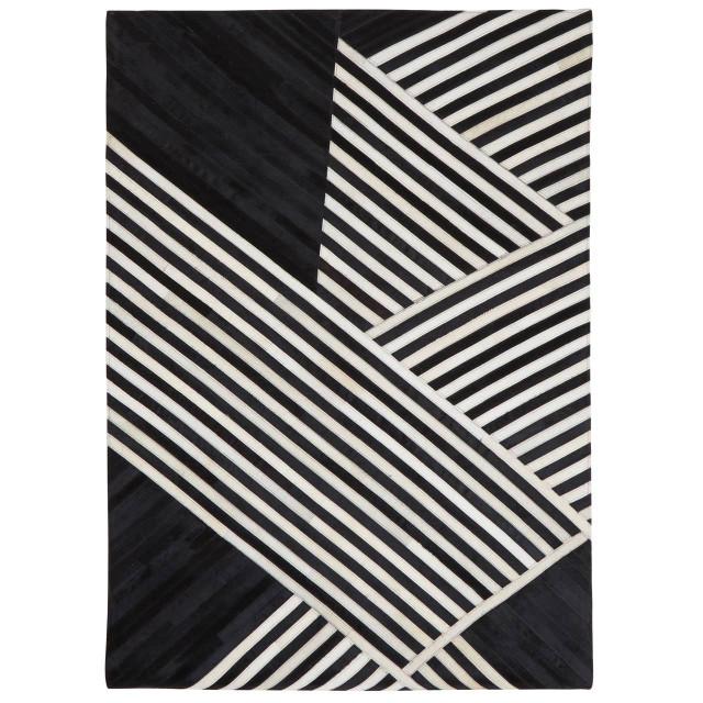 premier housewares Bosie Safira Large Black And White Hair on Leather Rug