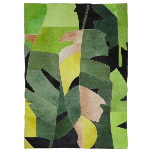 premier housewares Bosie Safira Large Botanical Hair on Leather Rug