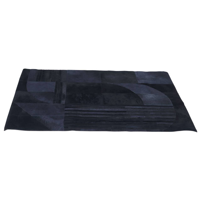 Premier Housewares Bosie Safira Small Black And Grey Deco Hair On Leather Rug