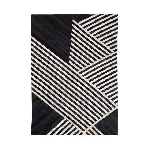Premier Housewares Bosie Safira Small Black And White Hair On Leather Rug