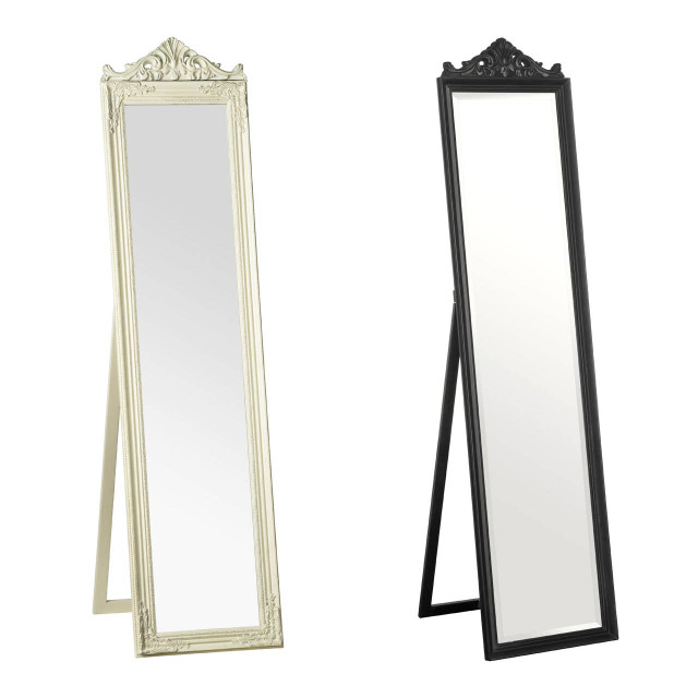 Premier Housewares Boudoir Floor Mirror With Matt Black Finish