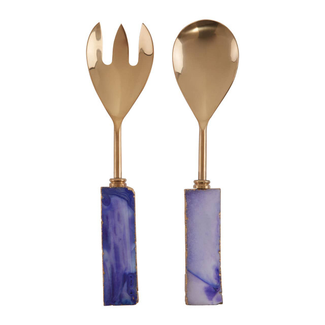 Premier Housewares Bowerbird Agata Blue Warm Metallic Serving Set