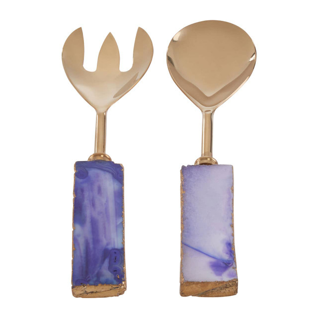 Premier Housewares Bowerbird Agata Blue Warm Metallic Serving Set
