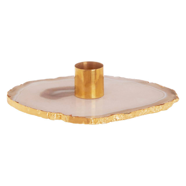 Premier Housewares Bowerbird Agata Grey Agate Candle Holder