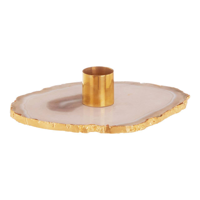 Premier Housewares Bowerbird Agata Grey Agate Candle Holder