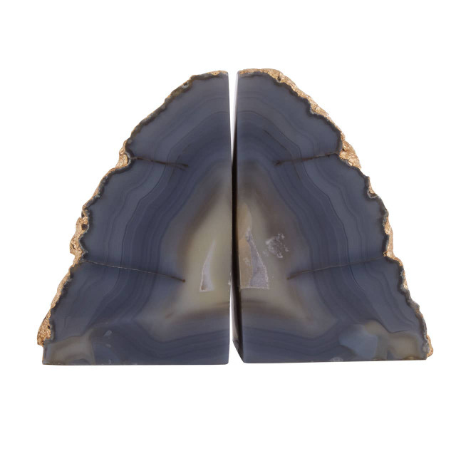 Premier Housewares Bowerbird Agata Grey And Gold Bookends