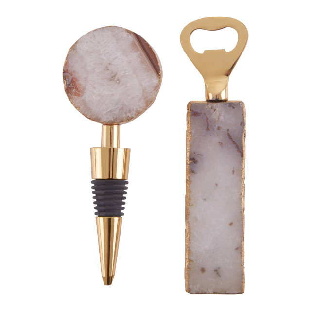 premier housewares Bowerbird Agata Grey Bottle Opener And Stopper Set