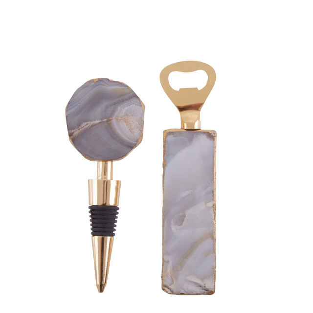 Premier Housewares Bowerbird Agata Natural Bottle Opener And Stopper Set