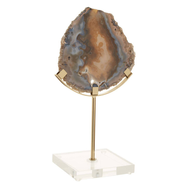 Premier Housewares Bowerbird Black And Gold Agate Sculpture