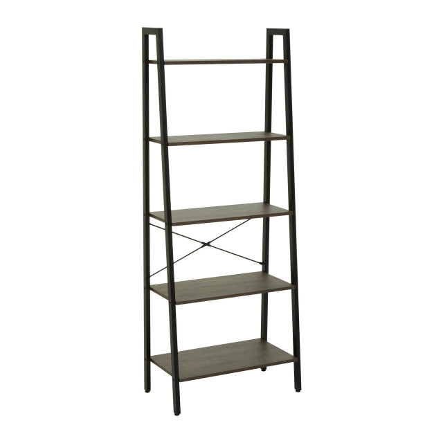 Premier Housewares Bradbury Five Tier Dark Oak Veneer Ladder Shelf Unit