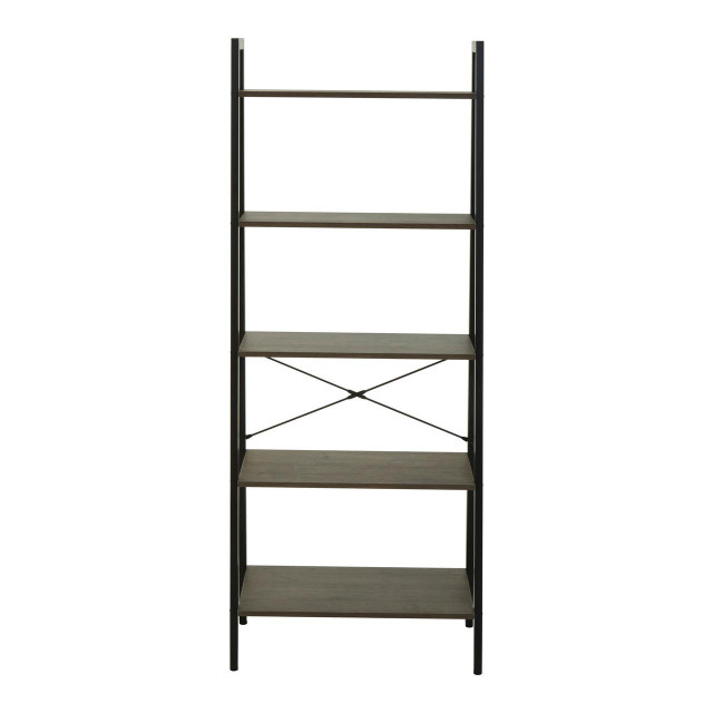 Premier Housewares Bradbury Five Tier Dark Oak Veneer Ladder Shelf Unit