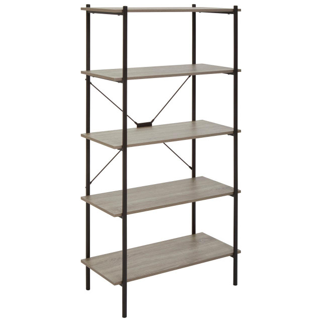 premier housewares Bradbury Five Tier Grey Oak Shelf Unit